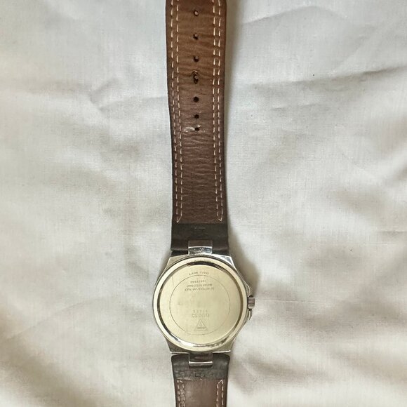 Guess Steel 190199G1 Men's Wrist Watch Brown Leather Band, New Battery, Quartz - Picture 7 of 9